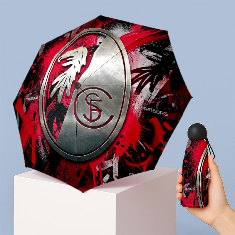SC Freiburg FC Mini 5 Fold Pocket Umbrella Compact Lightweight Anti UV Rain Sun Protection Umbrella Portable Travel Umbrella