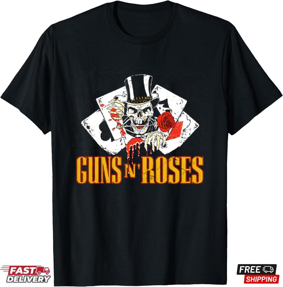Черная футболка с карточками группы Guns N Roses, Подарок для фанатов металла, Унисекс футболка