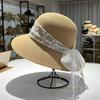 Французский стиль Хепберн кружевная милая соломенная шляпа женская летняя мода пляжная защита лица шляпа от солнца отпуск пляжная шляпа от солнца