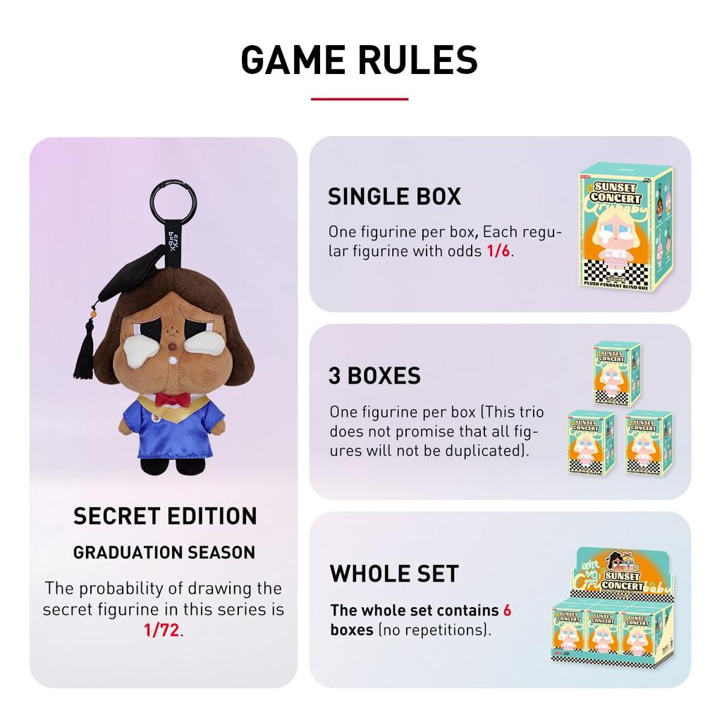 POP MART CRYBABY Sunset Concert Series Plush Pendant Pop Mart Gachapon Blind Box Figure Plastic Model Premium Toy Soft Vinyl Original Character