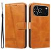 For iPhone 17 Pro Wallet Case T-Shape Lines Leather Phone Cover Stand