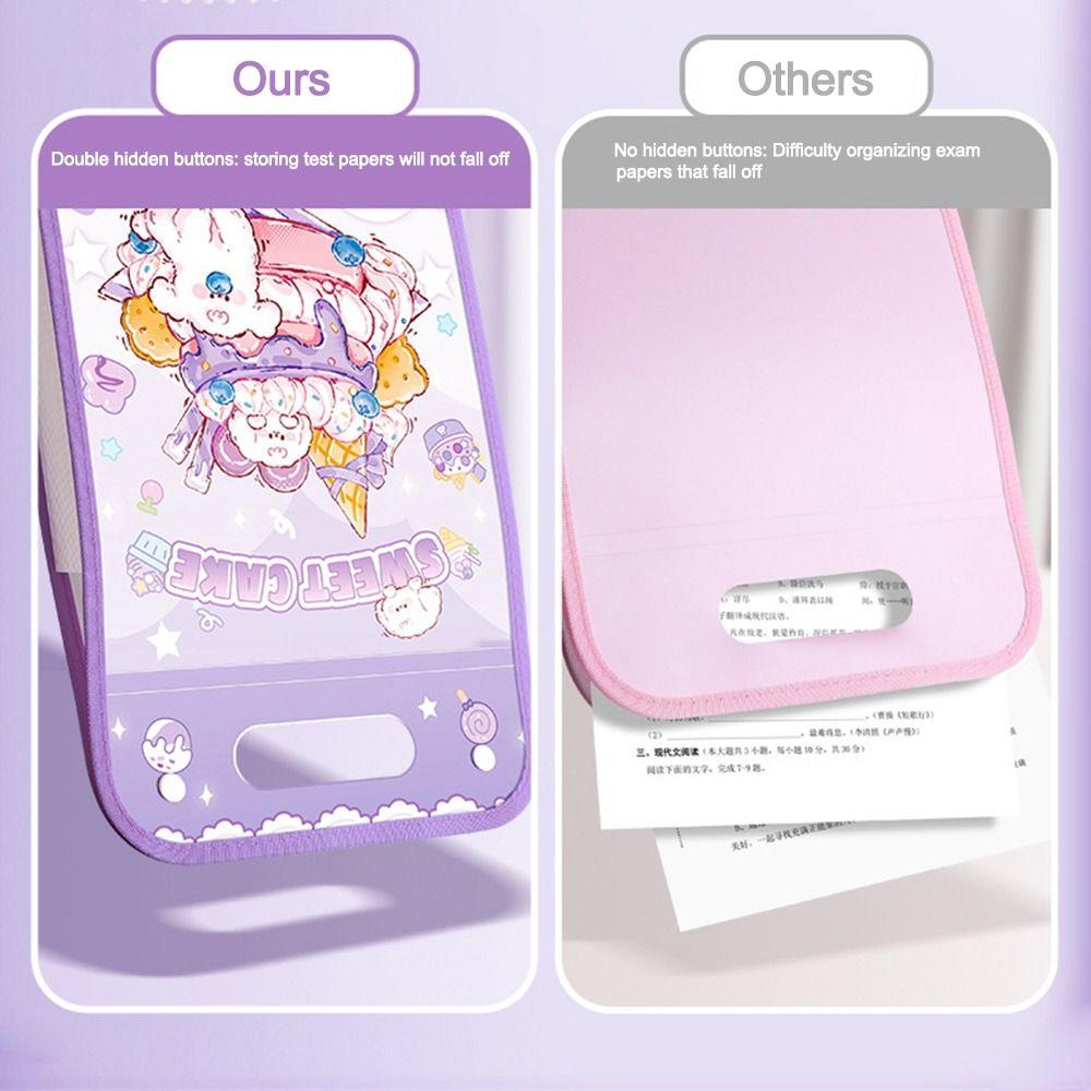 Cartoon Animal A4 File Folder 3-Layer Expanding Test Paper Storage Bag School Office Supplies