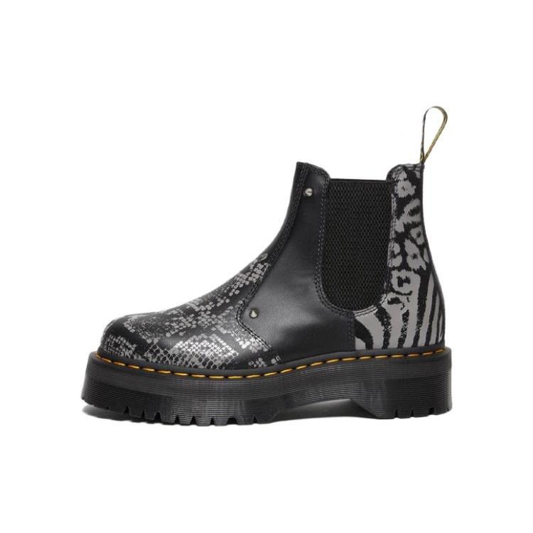 Dr. Martens Ботинки 2976 Quad Platform с животным принтом 'Черно-серые' Мужские 27692001