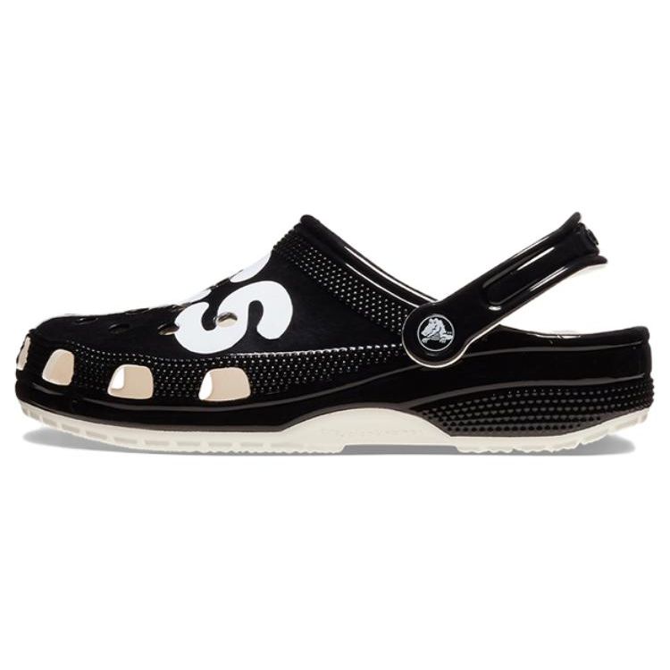 Crocs Классические кроксы с логотипом, высокий блеск, черные, унисекс, 210804-001