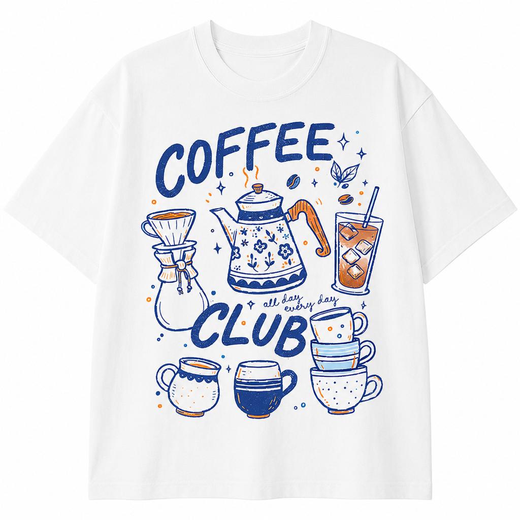 Vintage Coffee Club Shirt Retro Iced Coffee Espresso Lover Graphic Tee