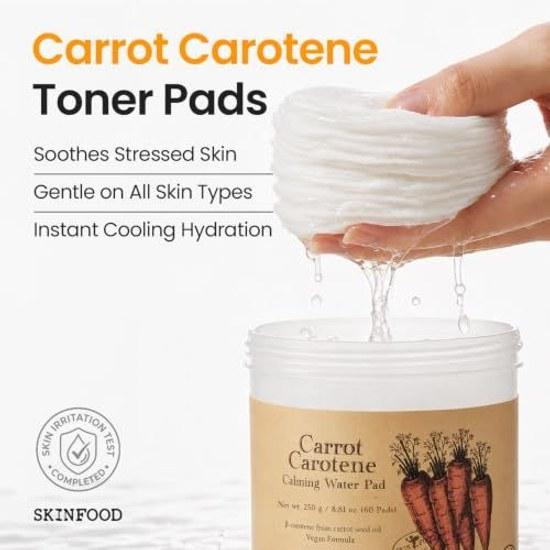 SKINFOOD Carrot Toner Pad Carotene Calming Water Korean Skincare Wipe-off Lotion (250g 60 sheets)