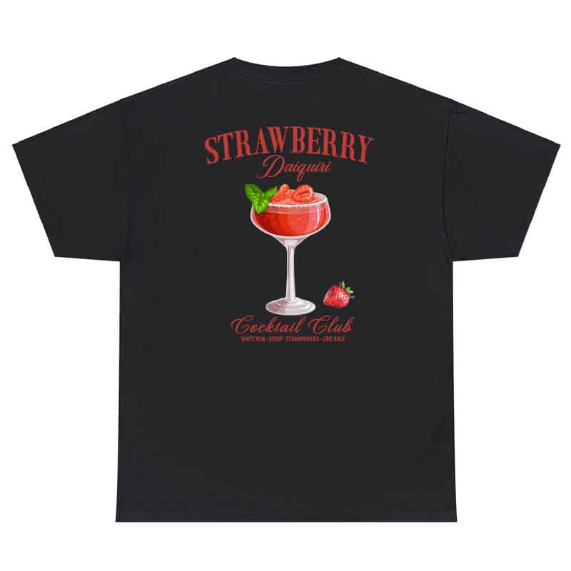 Unisex Oversized Strawberry Daiquiri T Shirt Vintage Aesthetic Cocktail Tshirt Cute Alcohol Drinking Shirt Summer Streetwear Tops