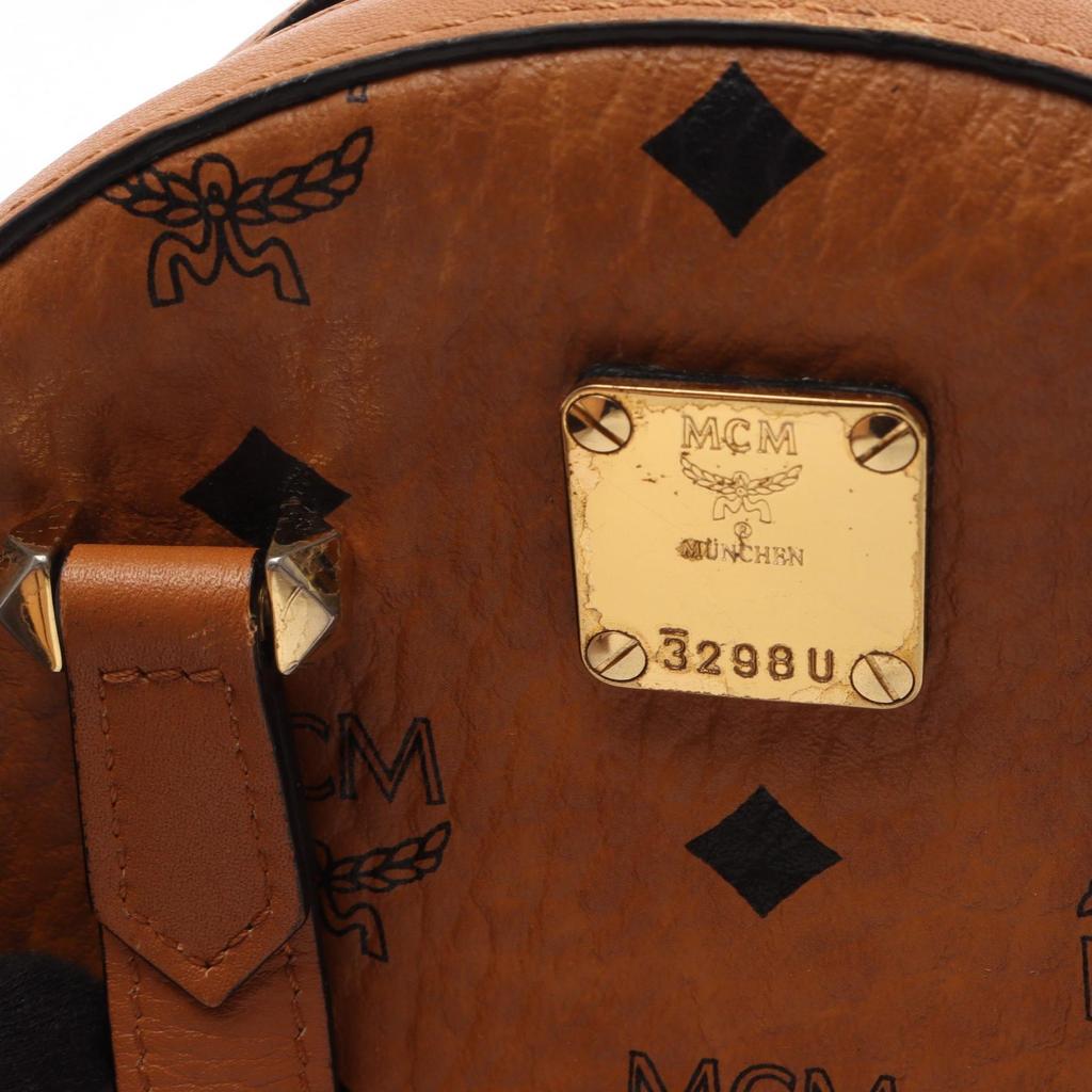 Used MCM Visetos 2WAY Handbag leather Brown Black Used Women