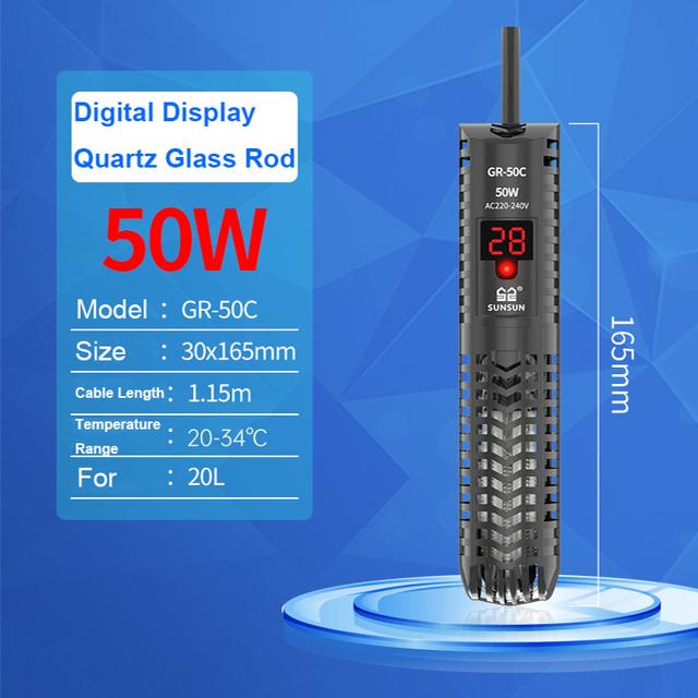 100 Вт 200 Вт погружной нагреватель для аквариума, кварцевое стекло, ЖК-дисплей, 220 В, цифровой нагревательный стержень, постоянная температура