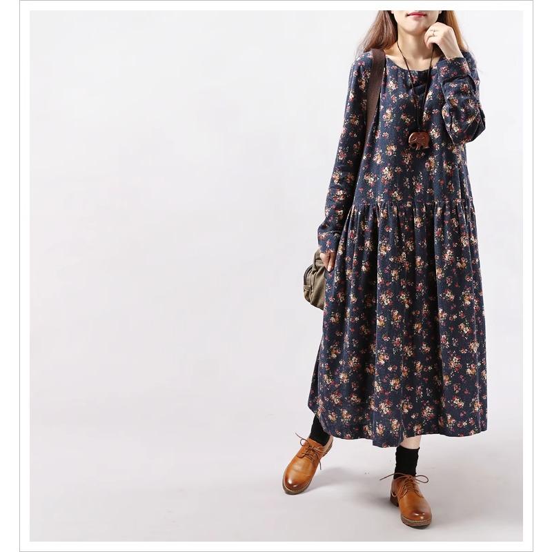 Весенне-осеннее платье большого размера с длинным рукавом