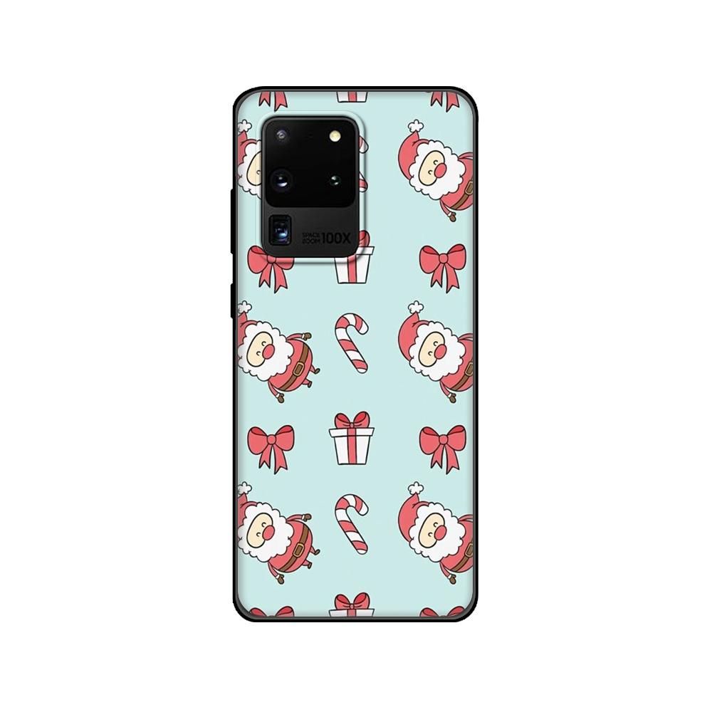 Черный ТПУ чехол для Samsung galaxy S20 /S20 PLUS/S20 ultra/S20+ /S20FE задняя крышка Милый Рождество