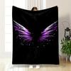 Purple Angel Wings with Sparkling Stars Patterned Flannel Blanket Perfect for the Bedroom Living Room, Sofa, or a Little Nap