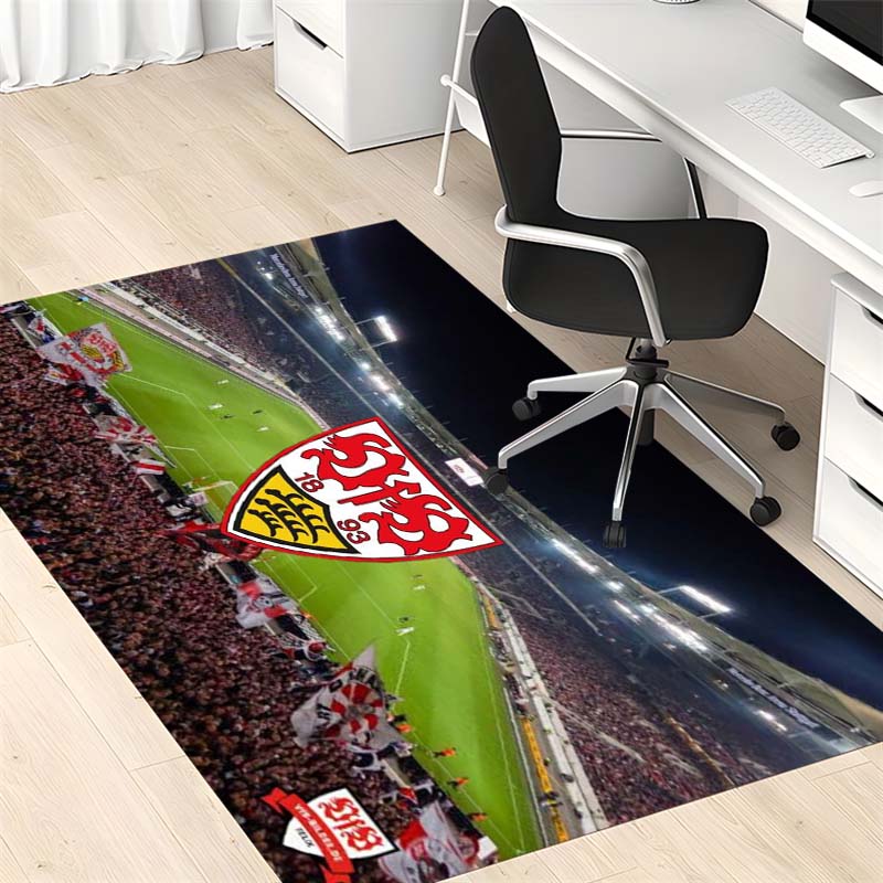 VfB Stuttgart Football Stadium Fans Area Rug, Non Slip Floor Mat for Living Room Bedroom Soccer Fan Home Decor