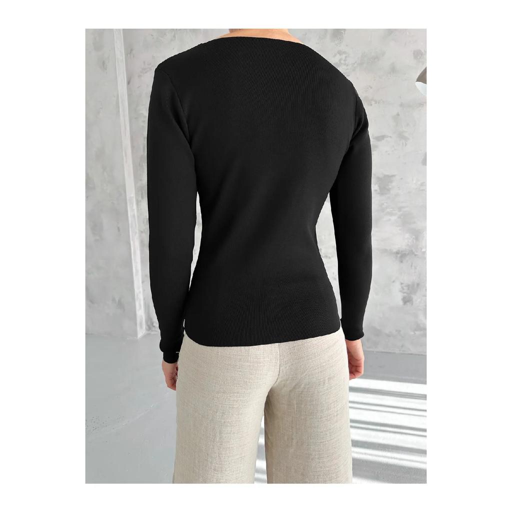 Женский трикотаж с квадратным воротником, сезонный свитер