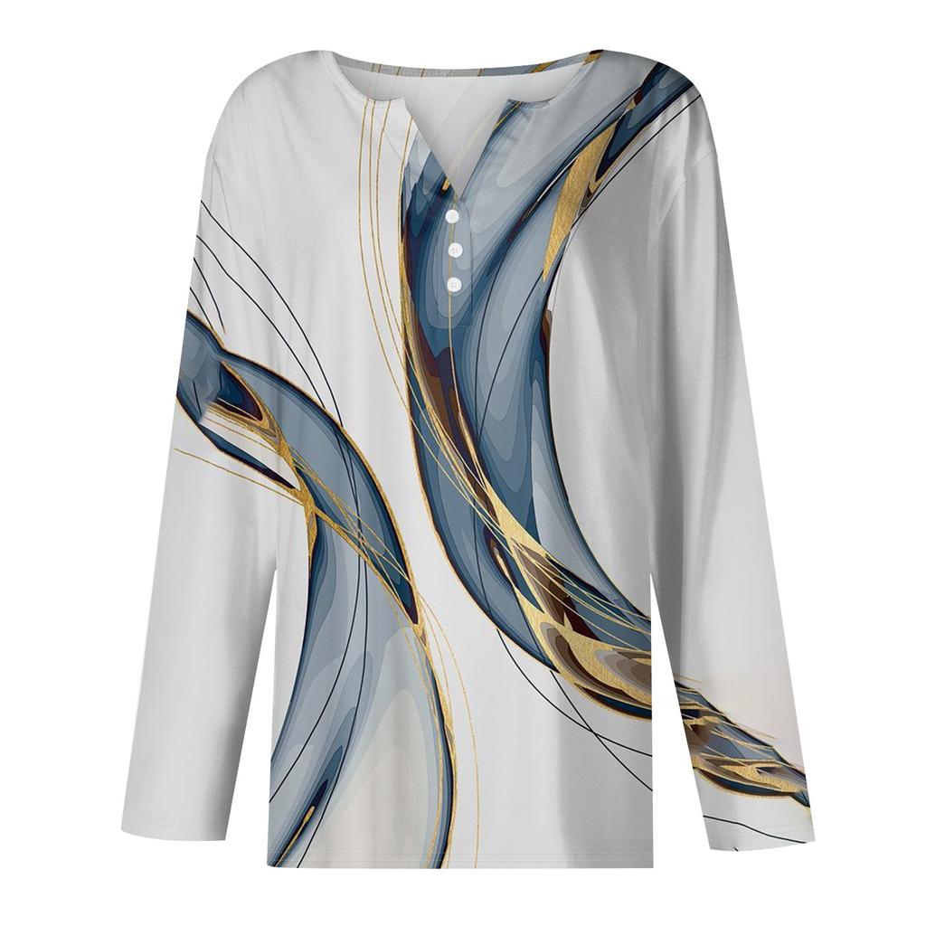 Women's T Shirt Tee Button Floral Print Long Sleeve Daily Weekend Fashion Basic V-Neck Regular Top