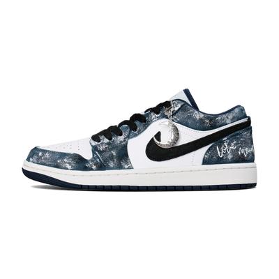 Air Jordan 1 Винтажные Баскетбольные Кроссовки Мужские Низкие Черный/Белый/Синий IH0648-141(Команда1105-)