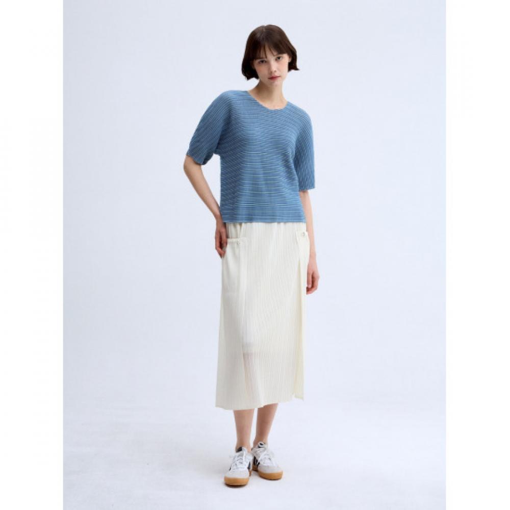 Lapli Check Square PleaTs T shirT lpTsm025024