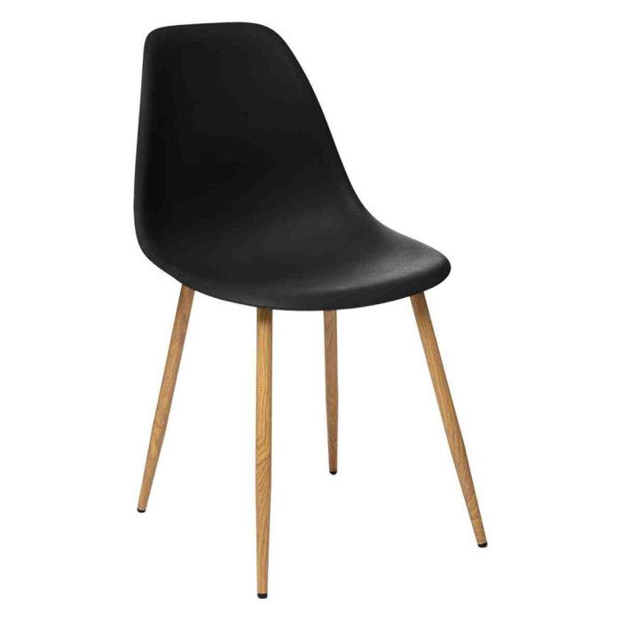 Chaise style scandinave "Ava" pieds métal imitation chêne Atmosphera - Noir