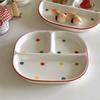 Креативная керамическая тарелка в корейском стиле с милыми точками Bolka, многосекционная фарфоровая посуда, тарелки для завтрака с фруктами и тостами