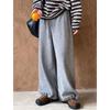 Juzhi 2024 Autumn/Winter Korean High-Waist Slim Casual Retro Plus Velvet Wide-Leg Pants