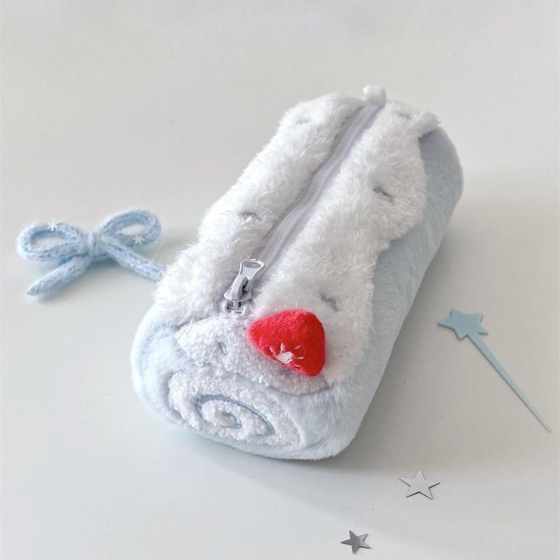 1 шт. Милый Кремовый Шוויцролл Мягкий Плюшевый Пенал на Молнии Большой Вместимости Школьника Сумка для Хранения Канцелярских Принадлежностей