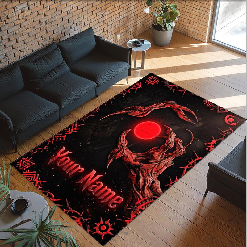 Witchcraft Theme Crystal Velvet Rug Personalized Custom Name Text Soft Floor Mat Home Decor