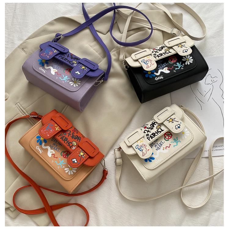 Трендовая женская сумка кроссбоди в стиле колор-блок с граффити - Летняя мода 2023