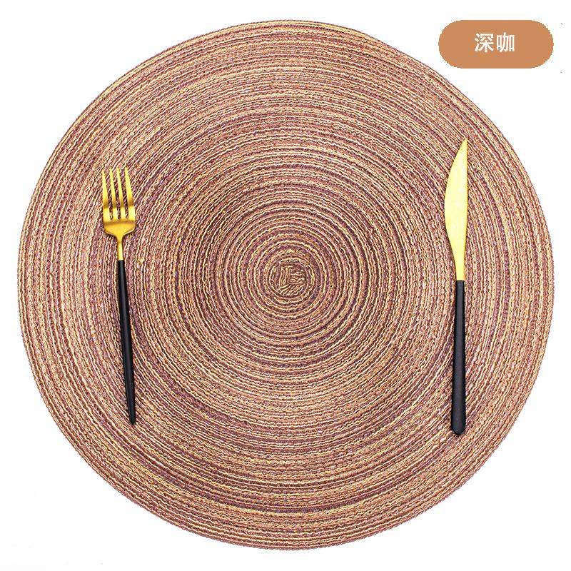 Cotton yarn thermal insulation mat, coaster, western food mat, dining table mat, anti-scalding Japanese-style woven round Nordic bowl