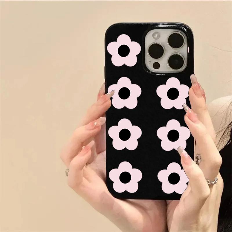 Милый чехол для телефона с принтом розовых цветов для iPhone17 16 15 14 Plus 13 12 11 Pro Max 16E X XR XS Max 7 8 Plus SE Ударопрочный мягкий чехол