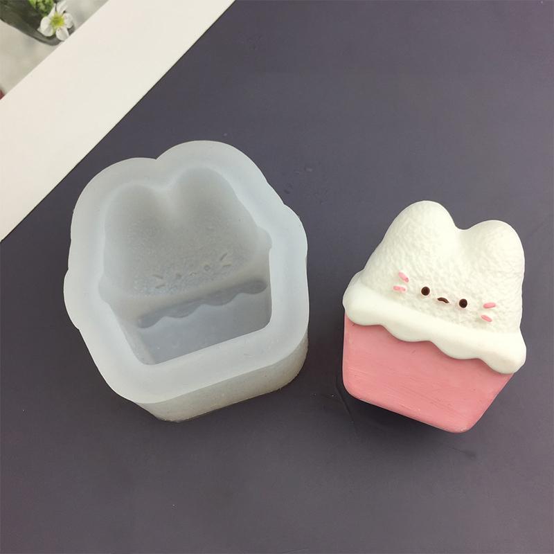 1pc For Baking Egg Bites Muffin Top Pan Chocolate Cake Pie Bakeware Tools Candle Molds Cartoon Animal Bunny Kitten Silicone Mold