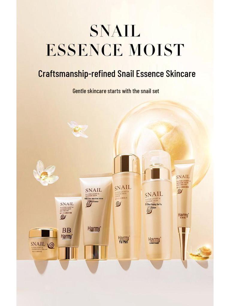 Шесть средств для ухода за кожей с муцином улитки: Подарочный набор: Увлажняющий и Восстанавливающий Лосьон и Крем