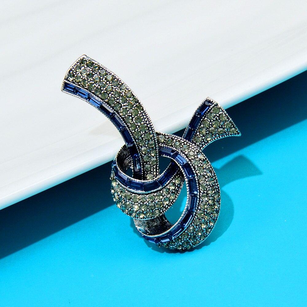 Blucome Броши на ленте синего цвета со стразами для женщин, модные винтажные украшения, аксессуары для пальто, высокое качество, новинка 2023 года