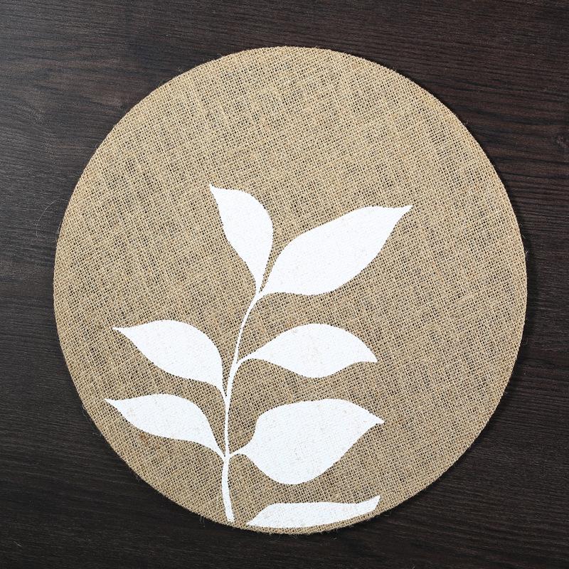 Eco-friendly round Japanese minimalist wind fringed placemat table mat coaster natural color jute modern minimalist