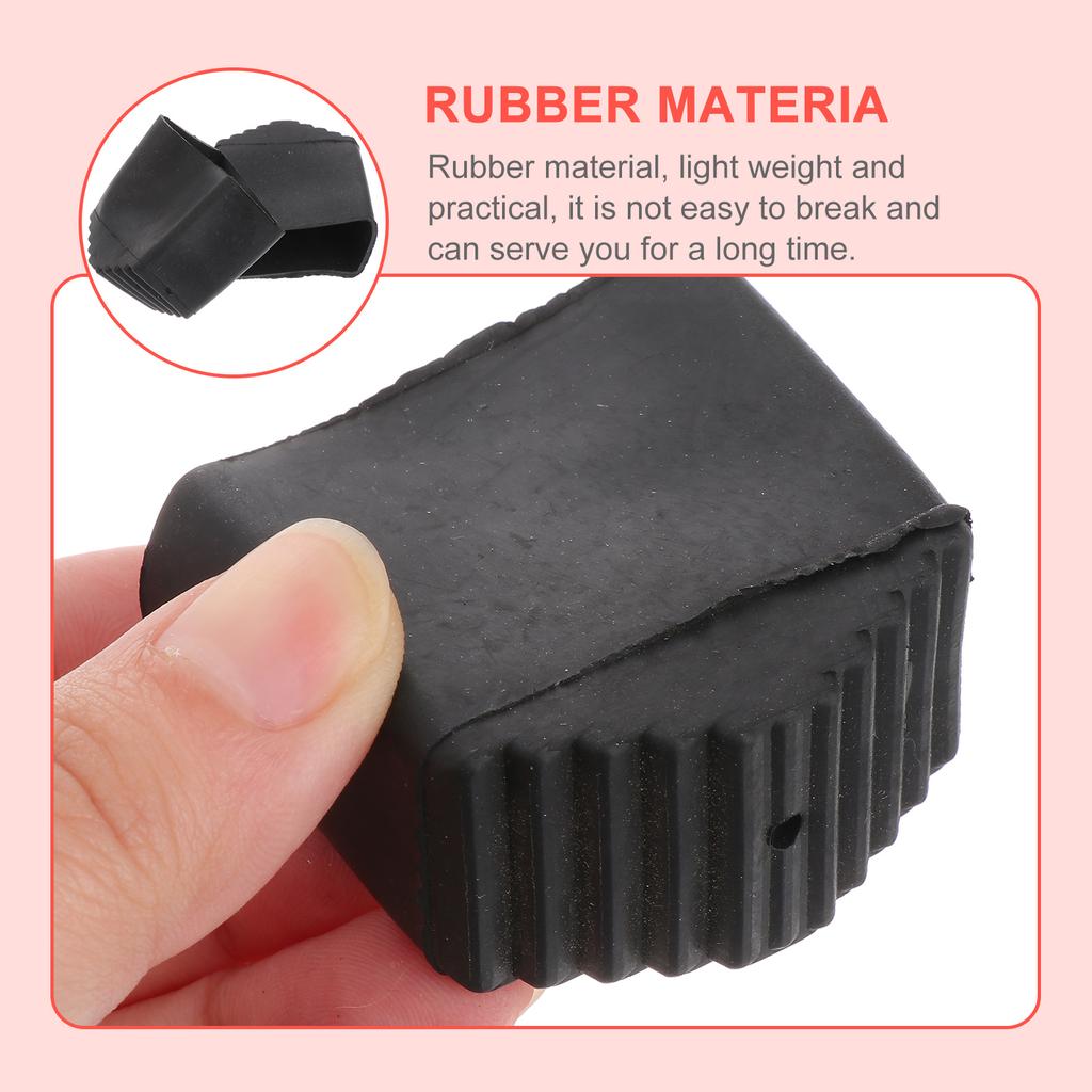 2 Pcs Black Rubber Ladder Feet Covers Non Pads 2x4cm Square Stabilizer Protective Foot Caps for Home Furniture Legs