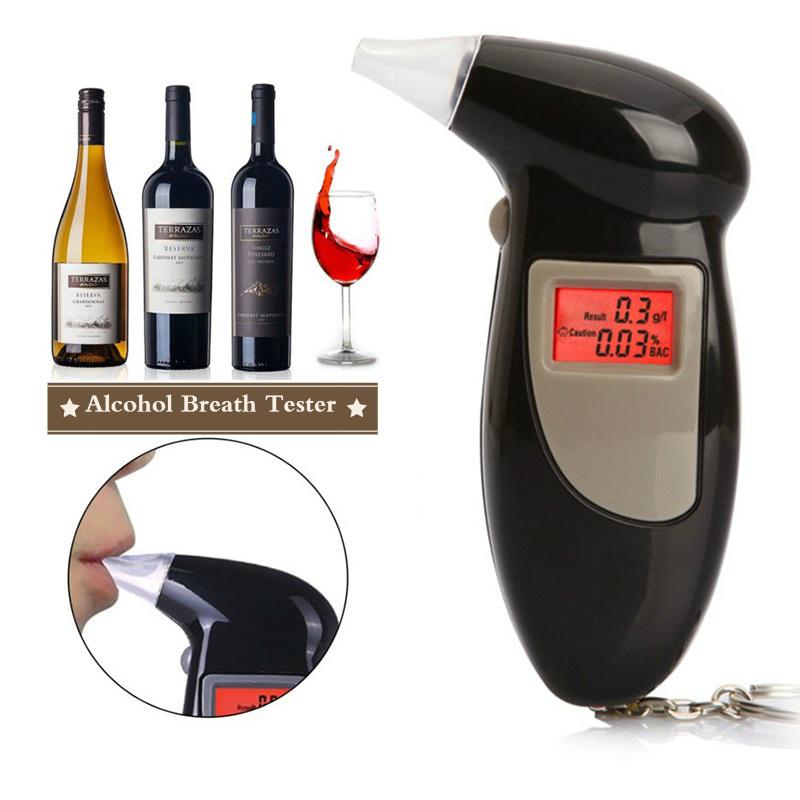 LCD Digital Alcohol Breath Tester Breathalyser Device Self Analyzer Detector with Keychain