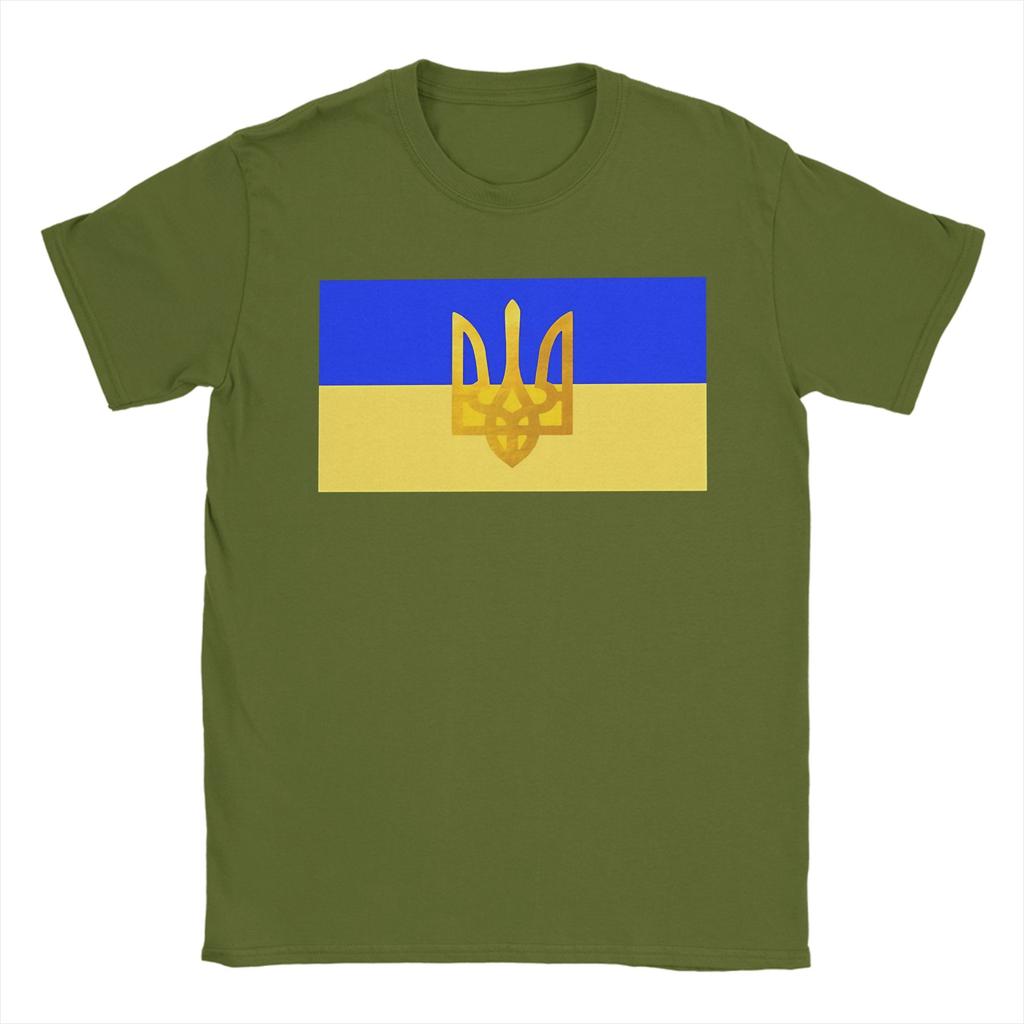 Футболка с флагом Украины для мужчин Потрясающая хлопковая футболка Круглый вырез Короткий рукав Футболки Подарок на день рождения Топы