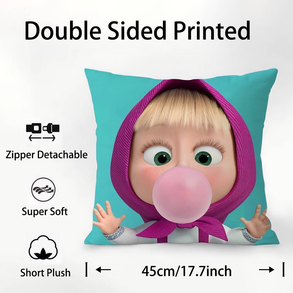 Мультяшный Милый M-MashaS И Медведь Наволочка Квадратная Двусторонняя Печать Наволочка для Подушки для Дивана Домашний Декор Спальни Подарок