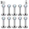 10Pcs ASTM F136 Titanium 2/2.5/3/4mm CZ Labret Stud 16G Tragus Helix Cartilage Conch Flatback Earlobe Piercing Body Jewelry