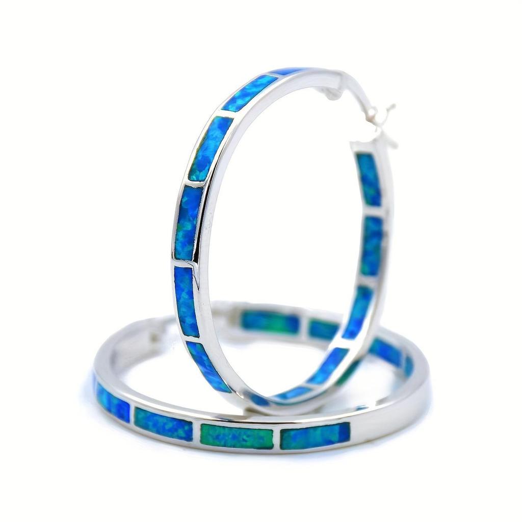 Chenrui Горячие Продажи Серьги Круглые с Голубым Опалом – Европейская и Американская Мода, Унисекс, Новый Стиль