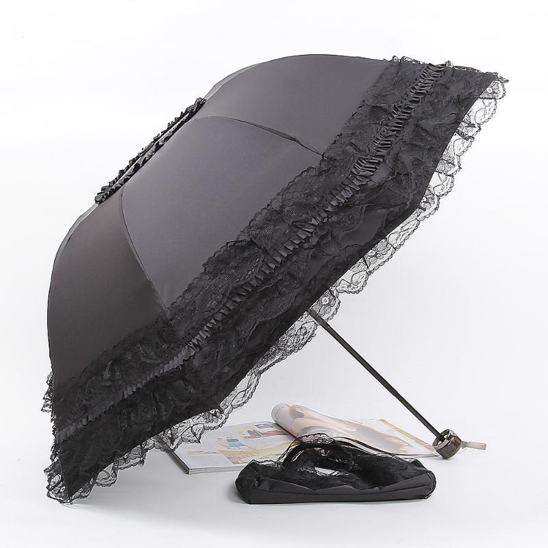 Folding Princess Umbrella Anti-uv Sunshade Lace Umbrella Girl Women Rain Sun Umbrella Windproof Portable Travel Female Parasol
