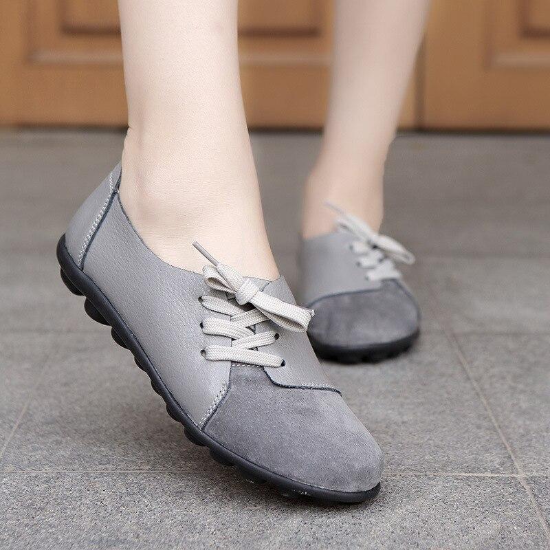 Women Shoes Genuine Leather Casual Flats Sneakers Women Spring Autumn Ballet Flats Patchwork Designed