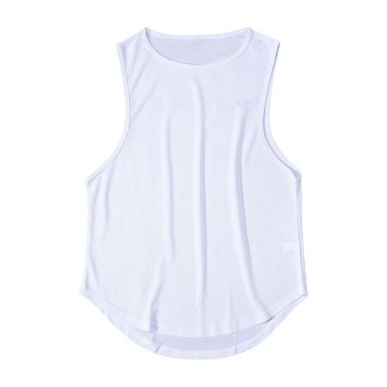 Мужской летний спортивный жилет с круглым вырезом, хорошая воздухопроницаемость, сплошной цвет, без рукавов, впитывающий пот, быстросохнущий пуловер, майка для бега для тренажерного зала и фитнеса