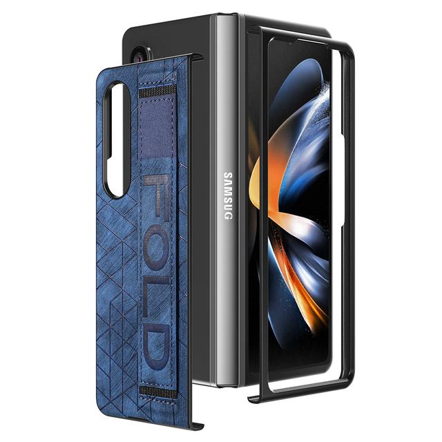Противоударный нескользящий кожаный браслет для Samsung Galaxy Z Fold4 5g Fold 4 Fold3 Fold 3 Защитные чехлы от падения