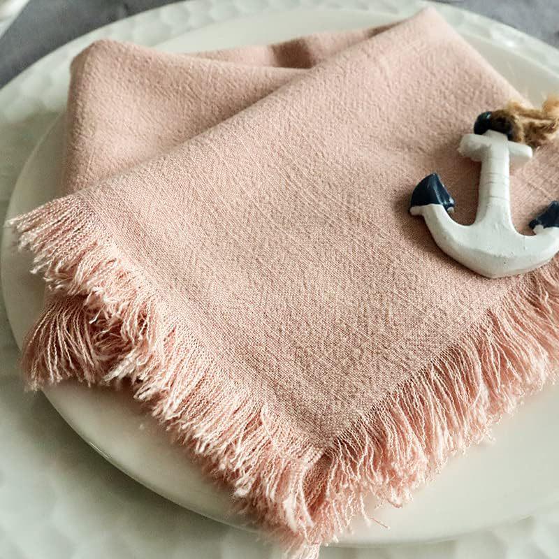 Sub-Cotton Linen Napkin with Tassels for Elegant Dining & Photography Decor