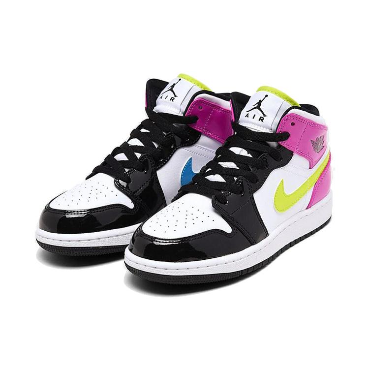 Jordan 1 Mid Белый Черный Кибер Розовый GS CZ9835-100