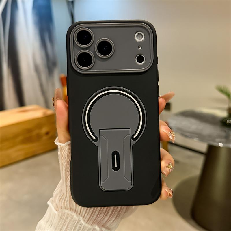 Роскошный складной держатель-подставка магнитный для Magsafe матовый чехол для iPhone 17 16 15 14 13 12 11 Pro Max Plus с большим окном защитный бампер