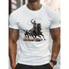 Mens Casual TShirt with Dynamic Cowboy Horse Graphic Print  Breathable 100 Cotton Crew Neck Short Sleeve Tee Regular Fit
