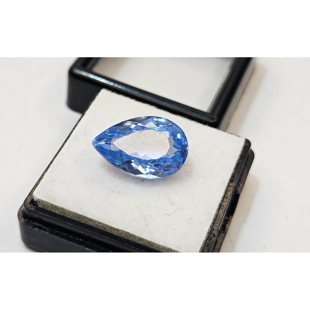 Stunning Blue Color Aquamarine Pear Cut 7-8 Ct Certified Loose Gemstone