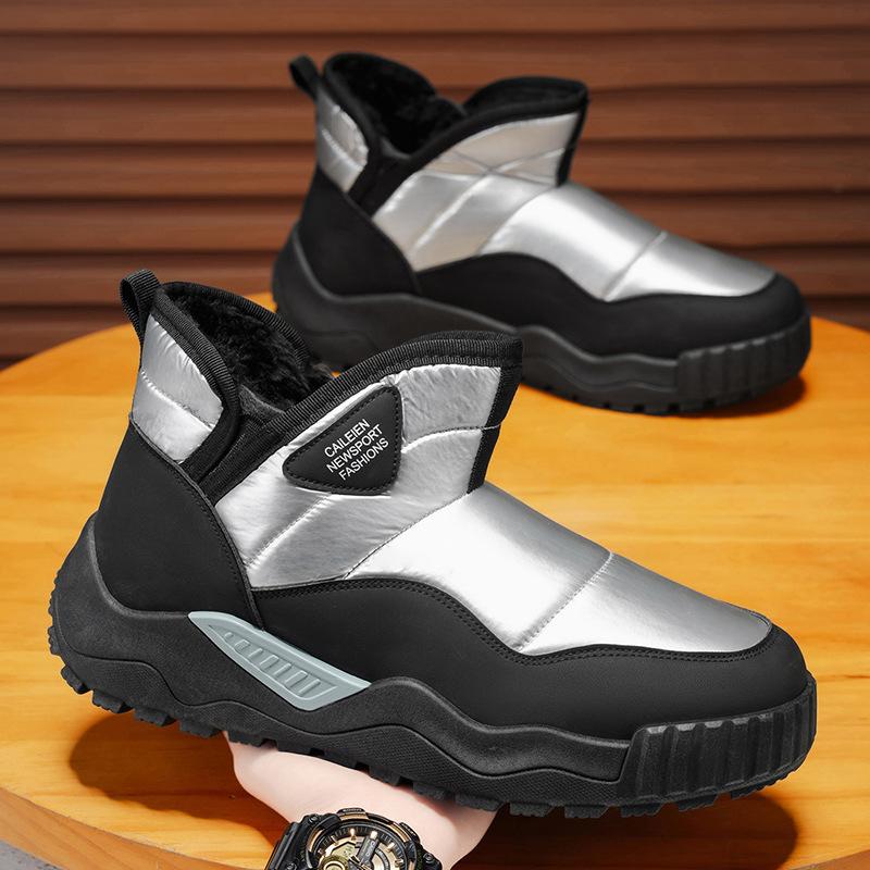 Мужские зимние теплые пушистые зимние ботинки, легкие нескользящие ботинки с подкладкой из искусственного меха, повседневные удобные короткие ботинки из искусственной кожи для ходьбы