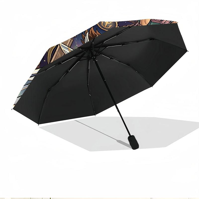 Saint Seiya Print Automatic Open Close Umbrella, Portable Foldable Umbrella, for Outdoor Commute Camping Trip, Ideal Birthday Gift